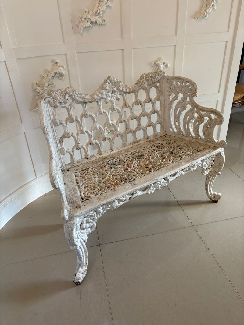 Superb Quality Antique Early Victorian Ornate Cast Iron Garden Seat - Image 4